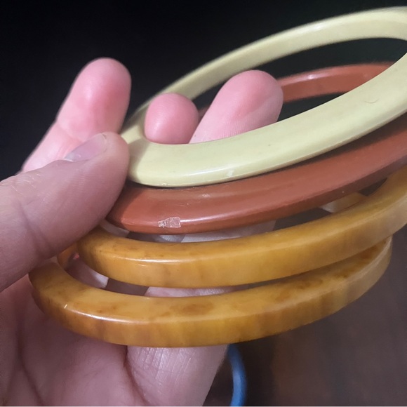 Lot of 8 Vintage Thermoplastic & Bakelite Bangles Marbled, End of Day, Slice Cut - Picture 9 of 13